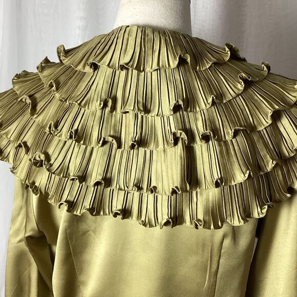 Vintage Classiques Ruffle Blouse 80’s Women’s 6 Olive Green - Picture 7 of 8